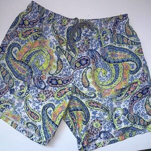 Men’s Swimwear Bugatchi Blue Paisley Swimtrunks L